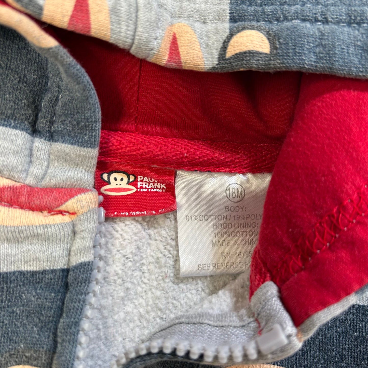 2012 Paul Frank Hoodie Kids Zip Up Jacket