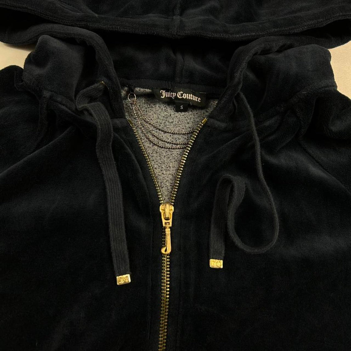Y2K Juicy Couture Velour Navy & Blue Zip Up Hoodie Size S
