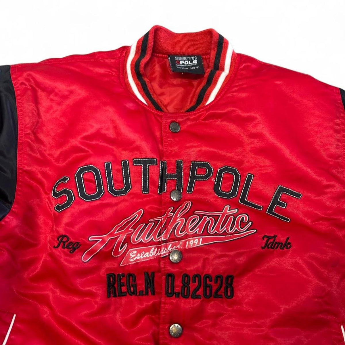 Vintage SouthPole Women’s Red Varsity Bomber Embroidered Jacket Size L