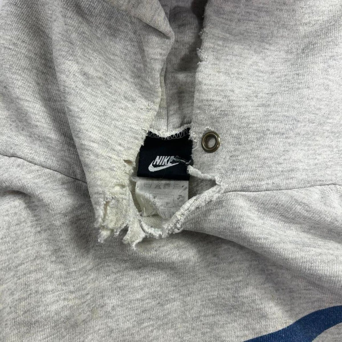 Vintage Thrashed Nike BIg Swoosh Grey Hoodie Size S