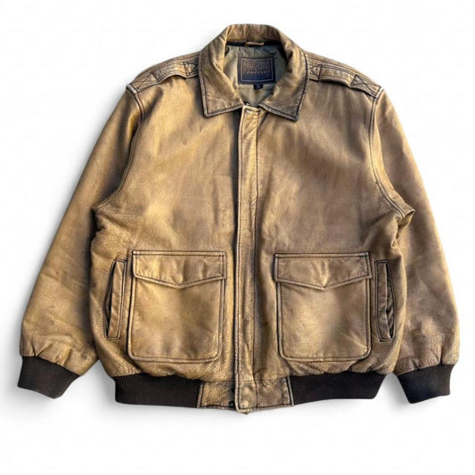 Vintage Boeing A-2 Aviator Leather Bomber Jacket Size XL