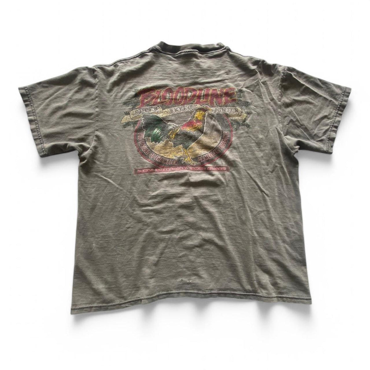 Vintage Faded Hawaiian Bloodline Cock Fighting T-Shirt Size L