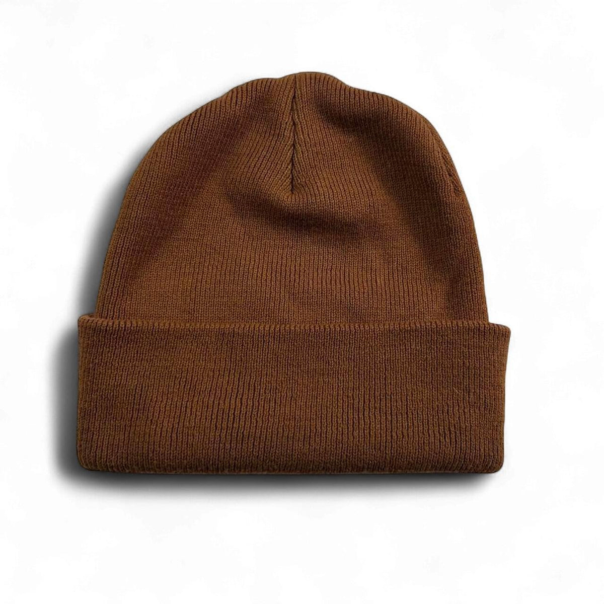 Vintage Carhartt Leather Logo Knit Brown Beanie