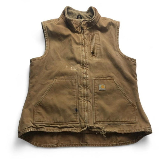 Vintage Carhartt Washed Duck Sherpa-Lined Women’s Mock Neck Vest Size L