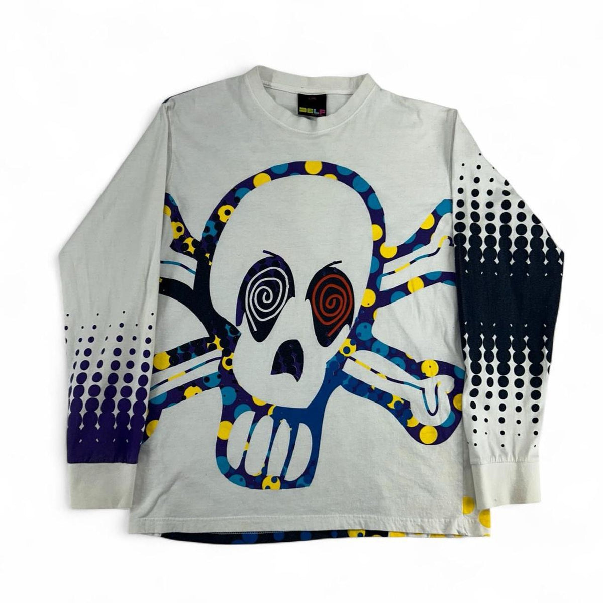 Vintage 90s Delf Skull Graphic Long Sleeve T-Shirt Size XL