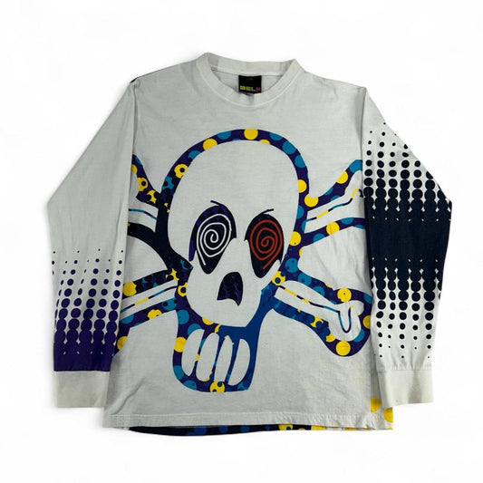Vintage 90s Delf Skull Graphic Long Sleeve T-Shirt Size XL