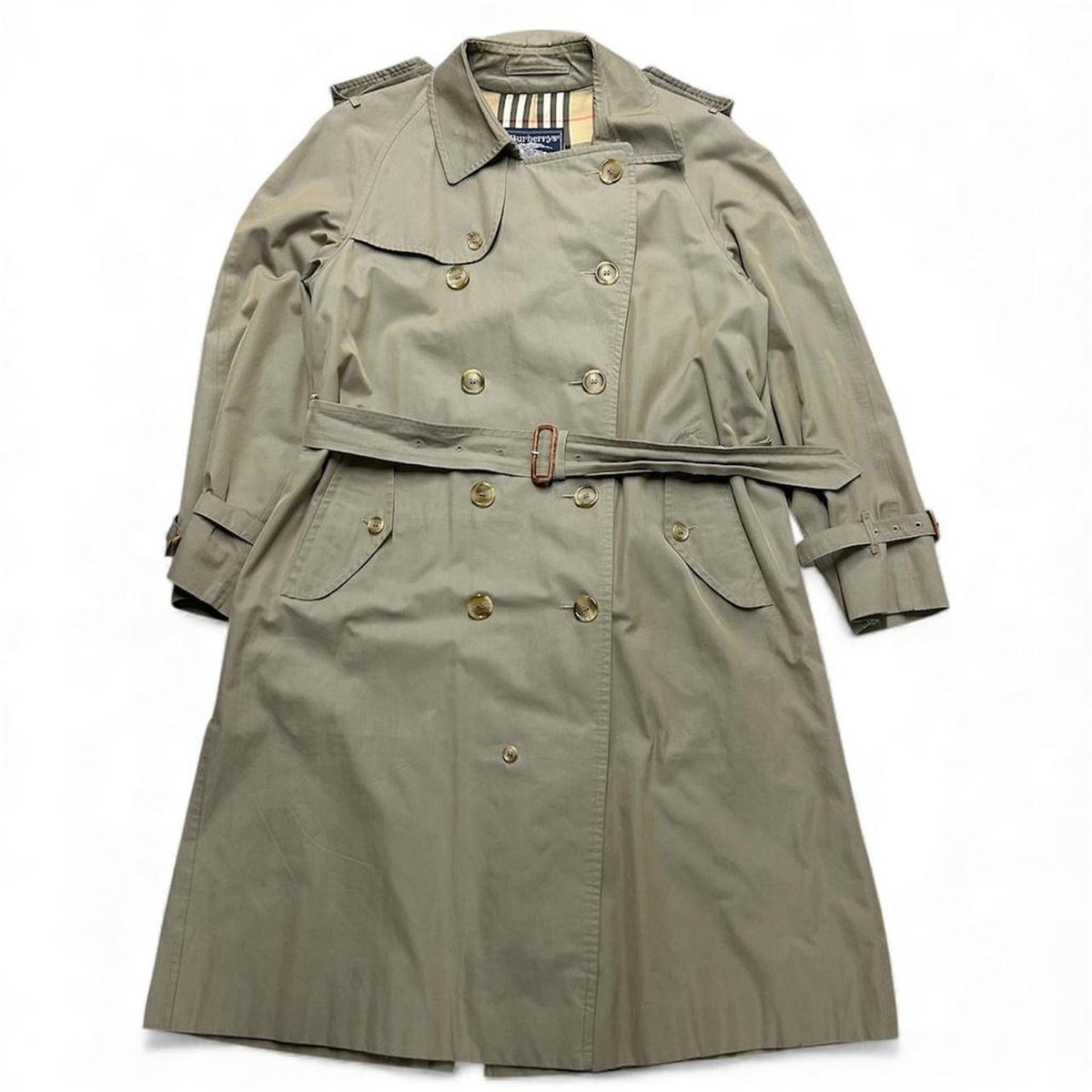 80s Burberry’s Nova Check Double Breasted Trench Coat Size 44
