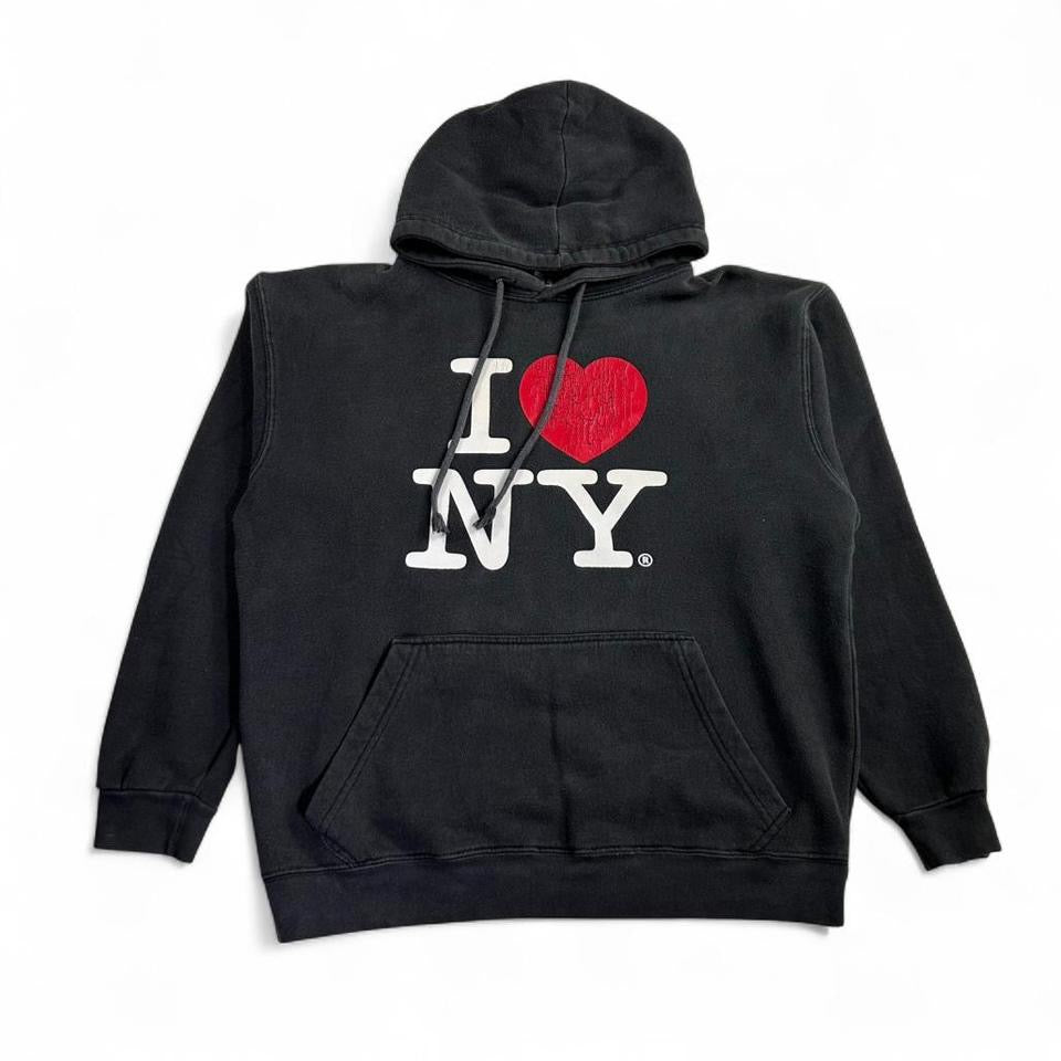 Vintage Faded I Love NY Pull Over Hoodie Size S