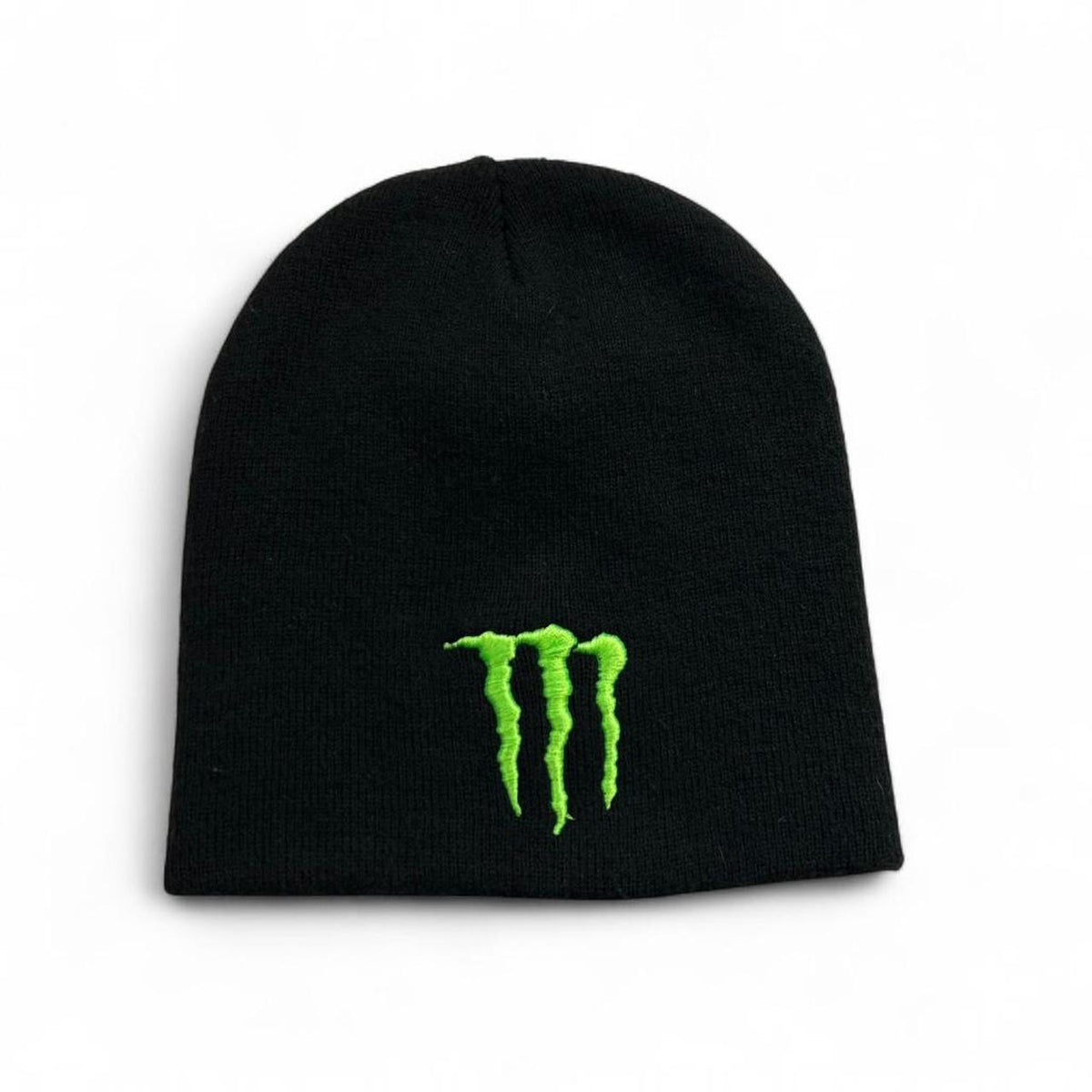 Y2K Monster Energy Logo Embroidered Black Skully Cap Beanie