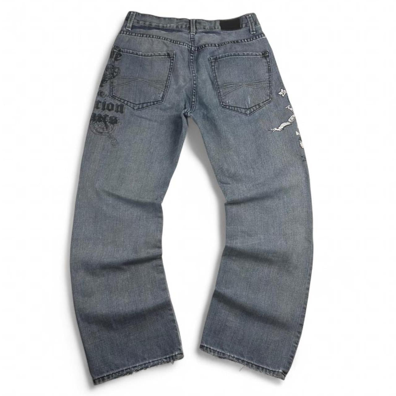Vintage Express Jeans Graphic Skulls Printed Kingston Denim Jeans