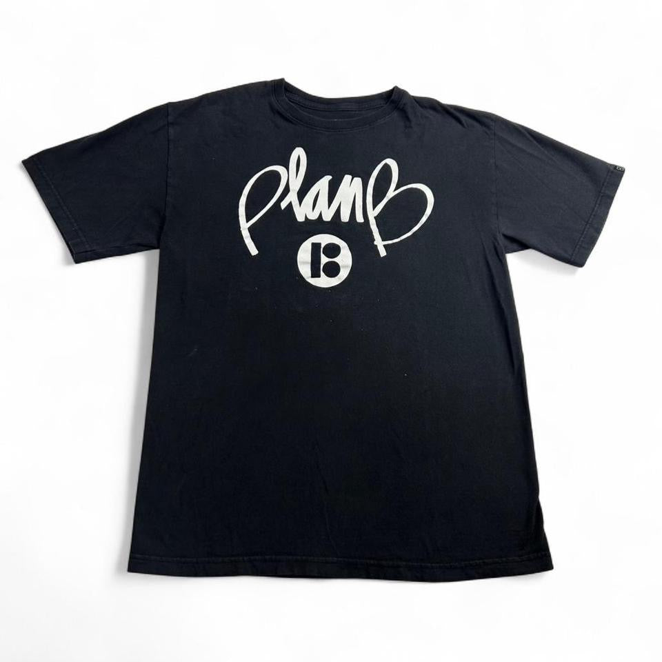 Plan B Skateboarding Brand Logo Black Graphic T-Shirt Size L