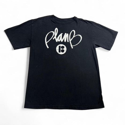 Plan B Skateboarding Brand Logo Black Graphic T-Shirt Size L