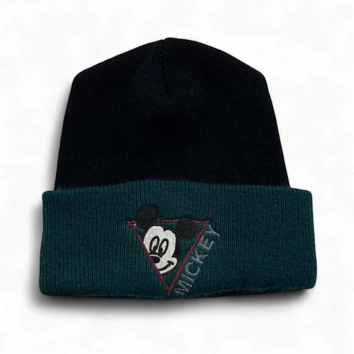 Vintage Mickey Mouse Black & Green Knitted Beanie