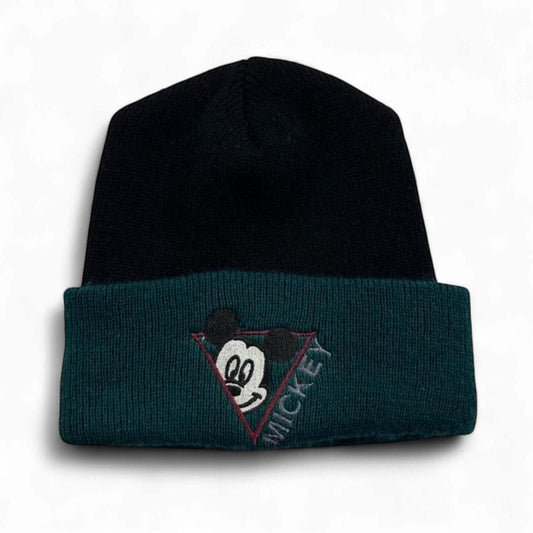 Vintage Mickey Mouse Black & Green Knitted Beanie