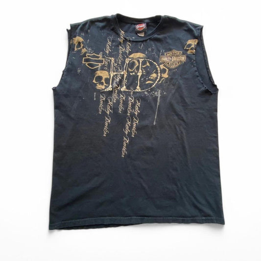 Y2k Harley Davidson Nevada Cut off  T-shirt Size XL
