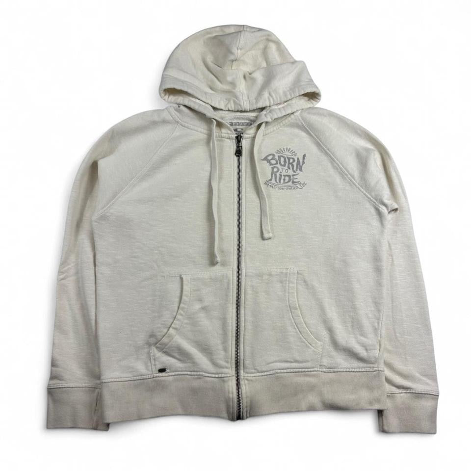 O’neill Surfboard Born to Ride White Zip Up Hoodie Size L