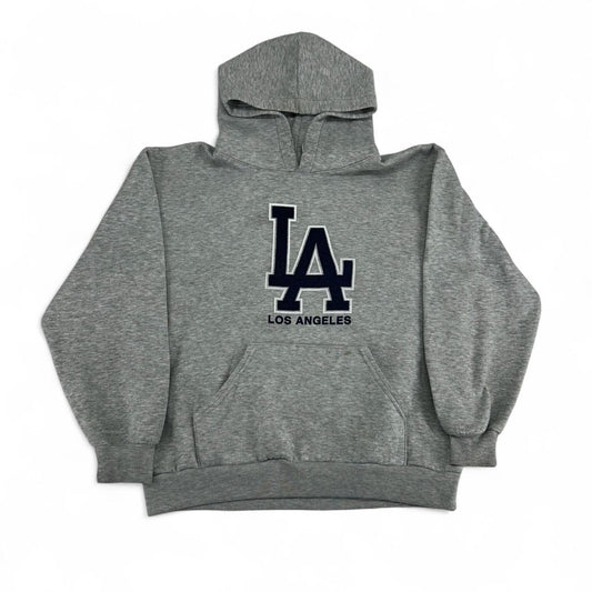 Vintage 90s LA Los Angeles Dodgers Grey Pull Over Hoodie Size L