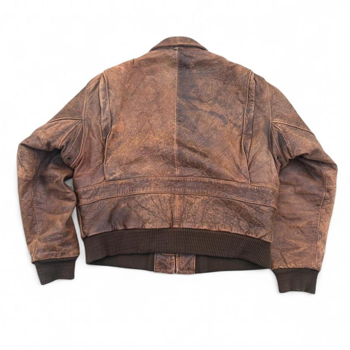Vintage 1980s A-2 Brown Leather Town Leather Bomber Jacket Size 46