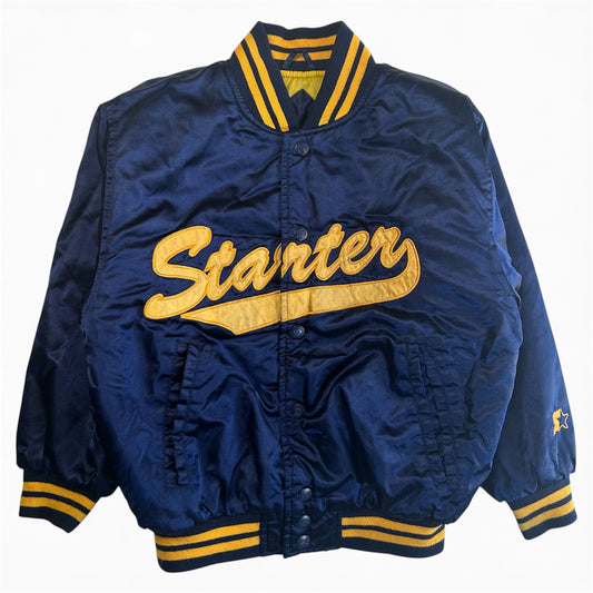Vintage Starter Bomber Stain Script Spell out Toddler Jacket 8Y
