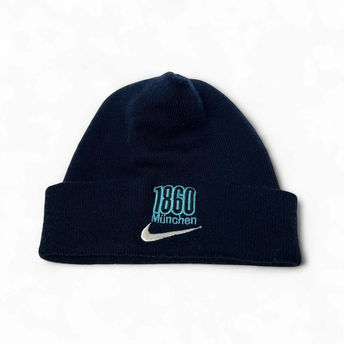 Vintage Nike 1860 München Navy Knit Embroidered Beanie