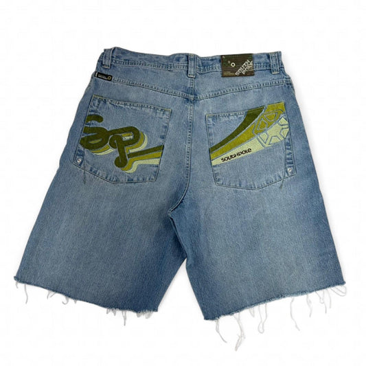 Vintage 2000’s Southpole Embroidered Light Wash Baggy Denim Shorts