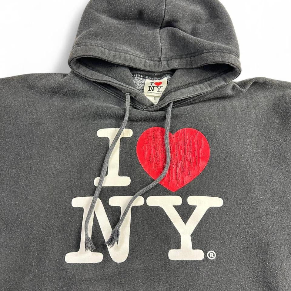Vintage Faded I Love NY Pull Over Hoodie Size S