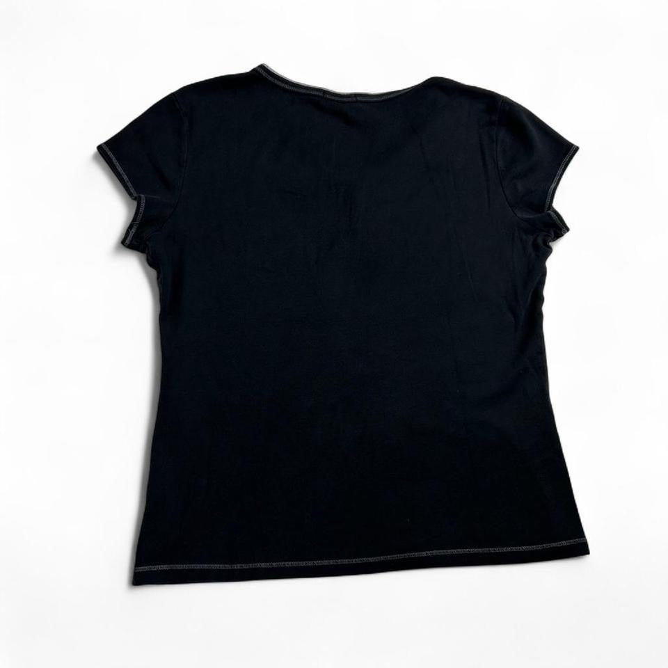 Y2K Blue Canyon Paris New York Women’s Henley Short Sleeve Shirt Size L
