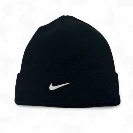 New Nike Peak Swoosh Black Cuffed Knit Beanie