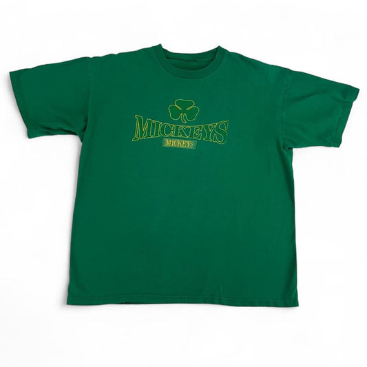 Vintage 90s Mickeys Malt Liquor Shamrock Green T-shirt Size XL