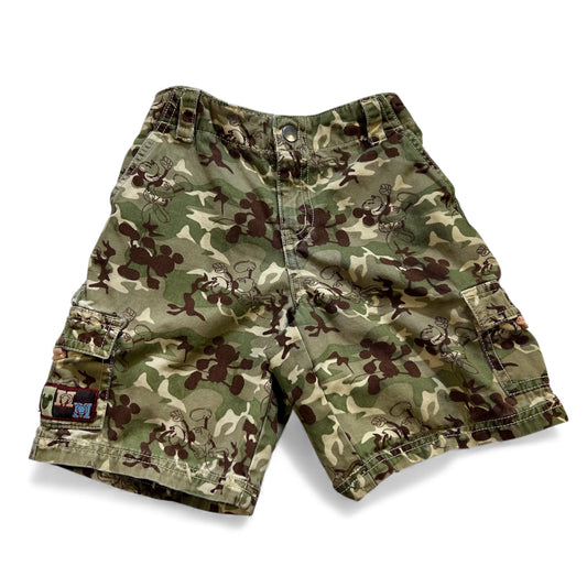 Vintage Mickey Mouse Walt Disney Camo Kids Cargo Shorts 4T