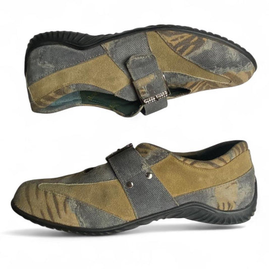 Elle Sport Romu’s Tan Suede Zebra Rhinestone Buckle Women’s Sneaker