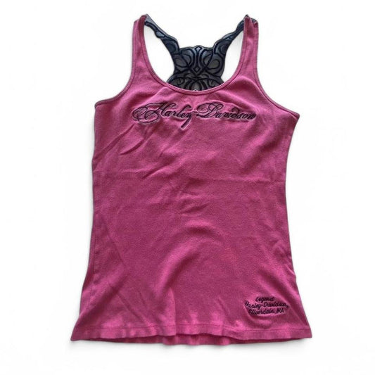 Y2k Harley Davidson Lace Thermal Women’s Tank Top