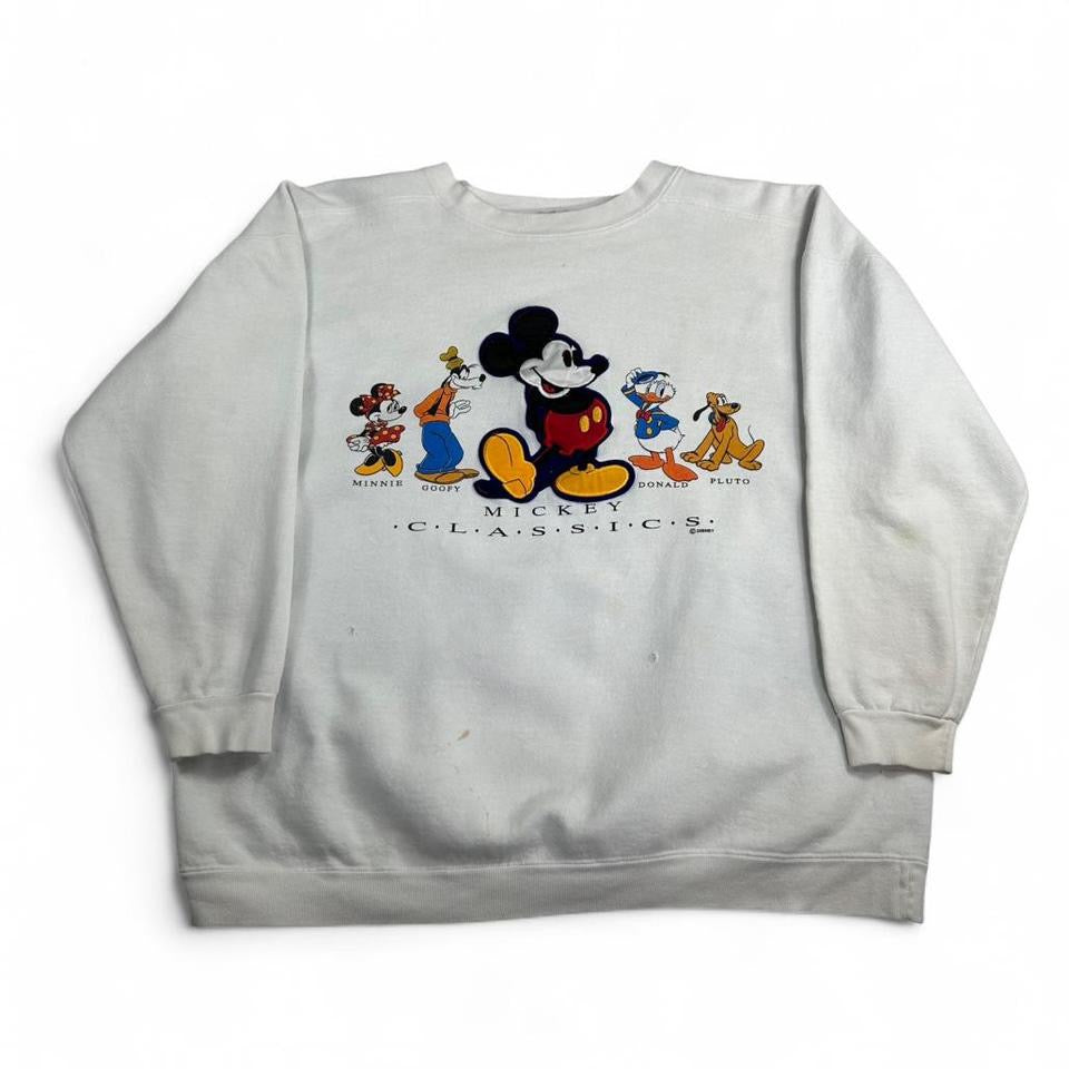 Vintage Disney Mickey Mouse Classics white Embroidered Crewneck Size XL
