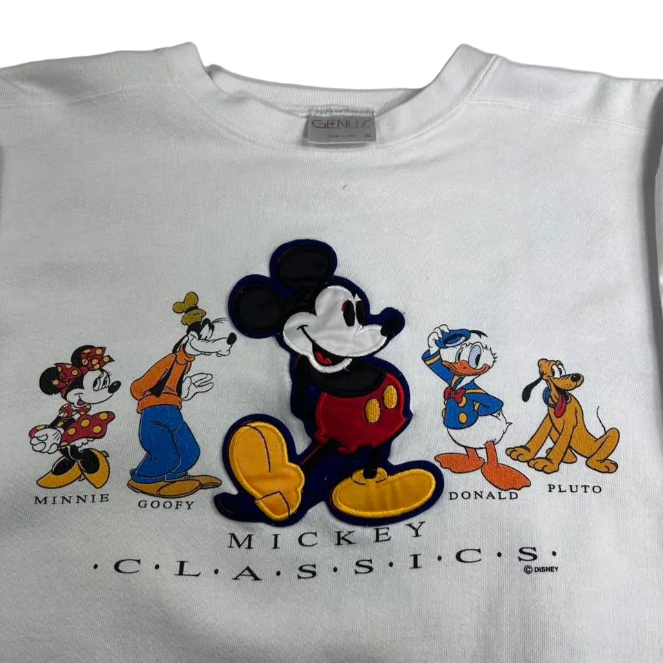 Vintage Disney Mickey Mouse Classics white Embroidered Crewneck Size XL