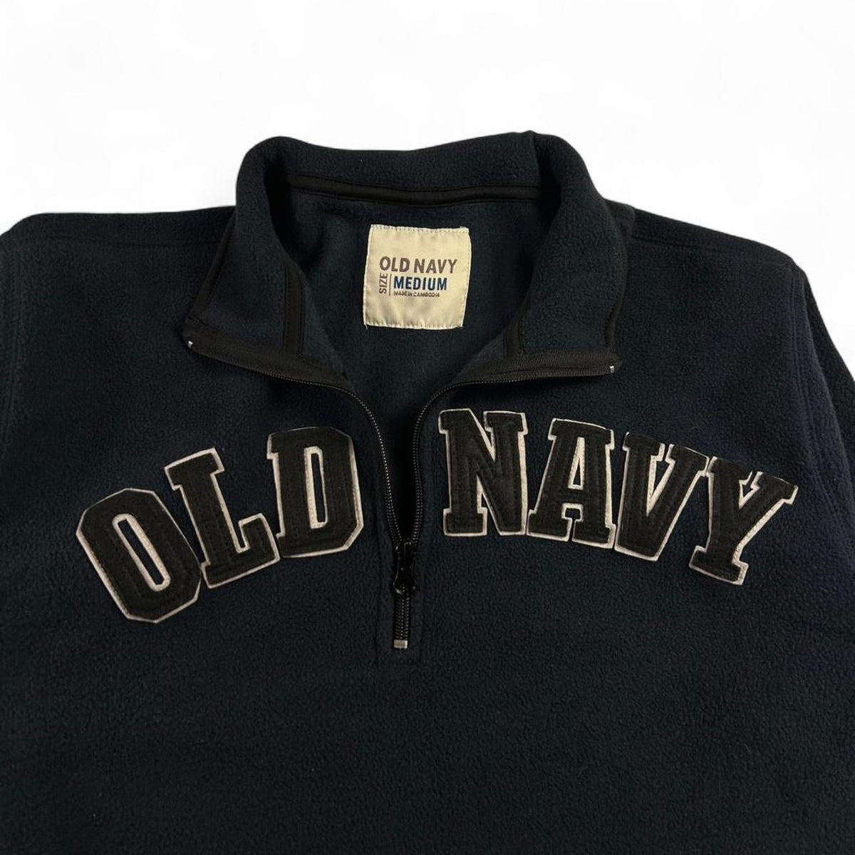 Vintage Old Navy Spell Out Quarter Zip Fleece 1/4 Jacket Size M