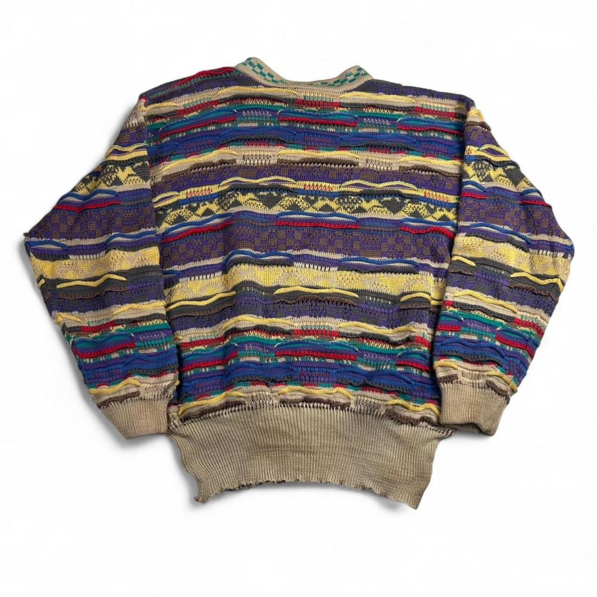 Vintage Coogi Multicolor 3D Texture Knitted Sweatshirt Size XL