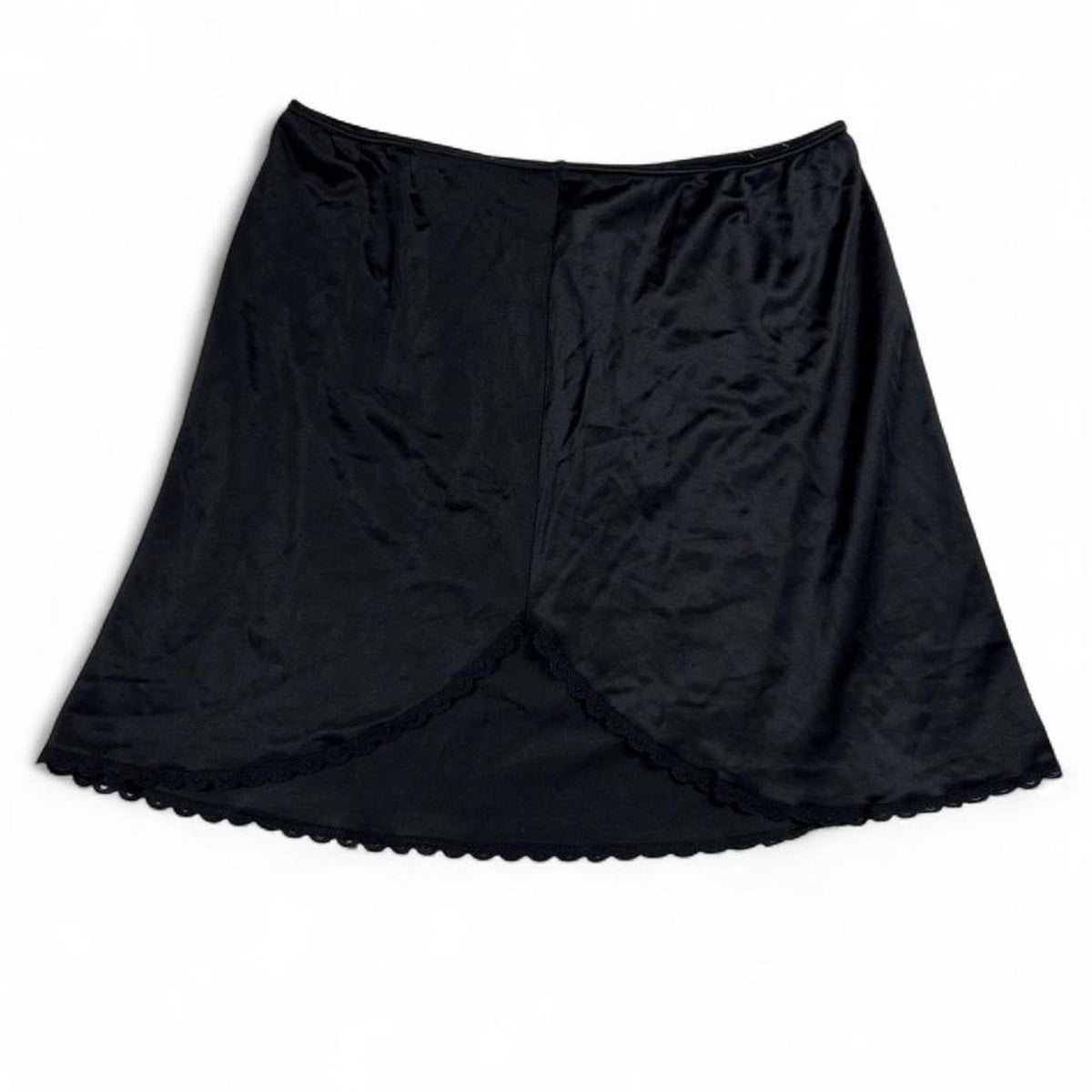 Vintage 70s Warners Women’s Black Side Slit Lace Skirt Size S
