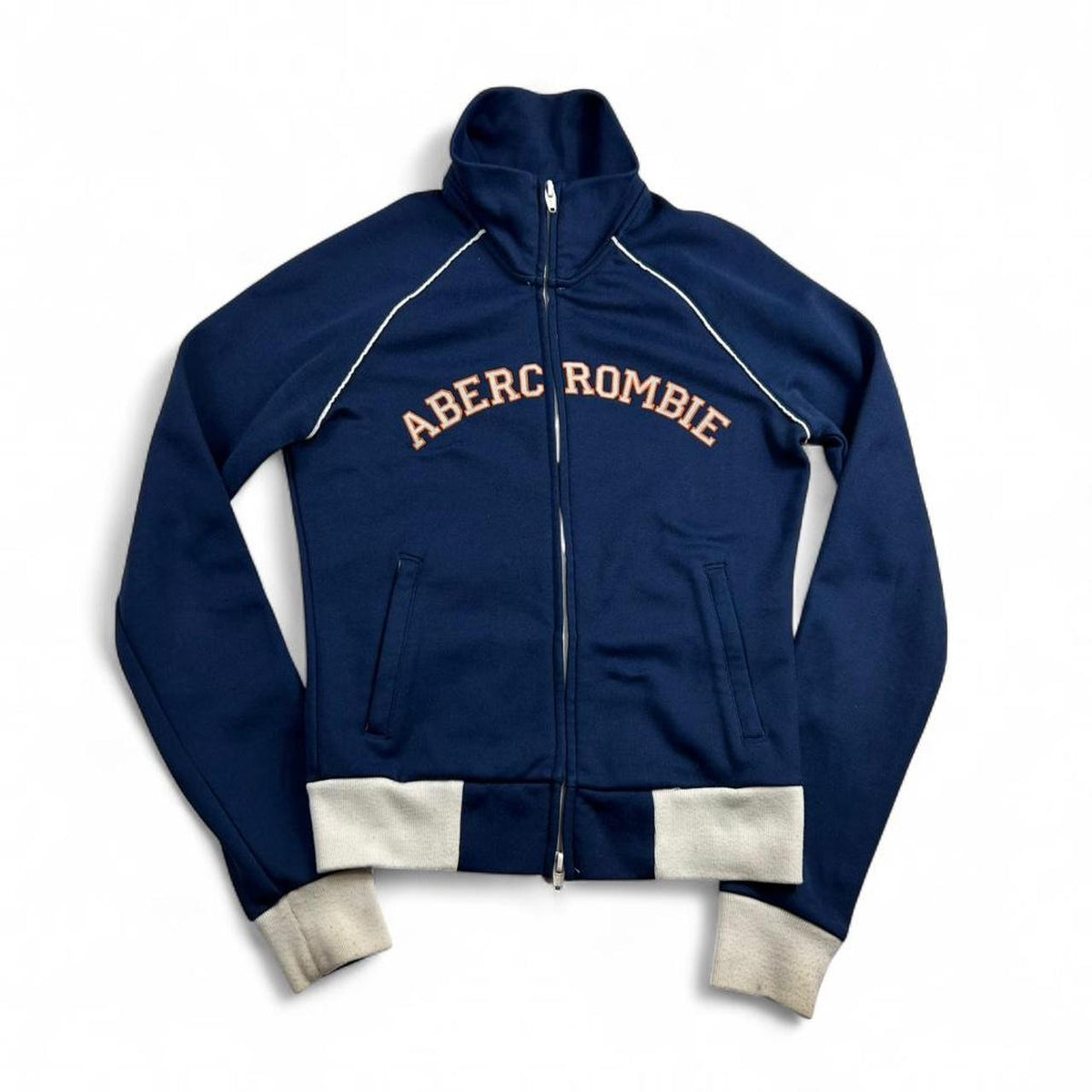2000s Abercrombie & Fitch Blue Spell Out Women’s Track Suit Dual Zip Up Jacket Size M