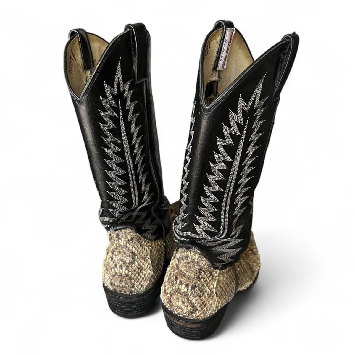 Vintage Western Diamondback COWTOWN Rattlesnake Men Western Cowboy Boots 8D